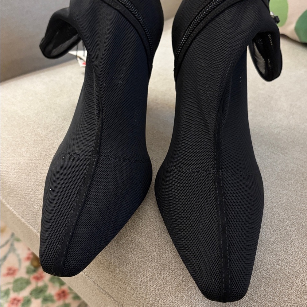 Zara Black Mesh Heeled Boots
